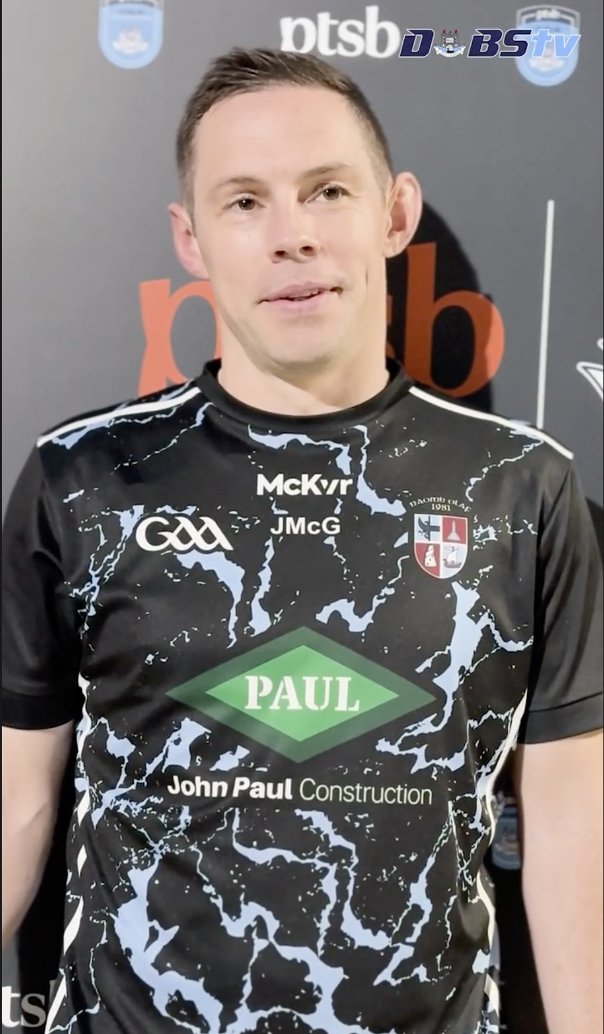 Naomh Olaf manager John McGrath chats to DubsTV after PTSB Dublin Intermediate Football Final win Image