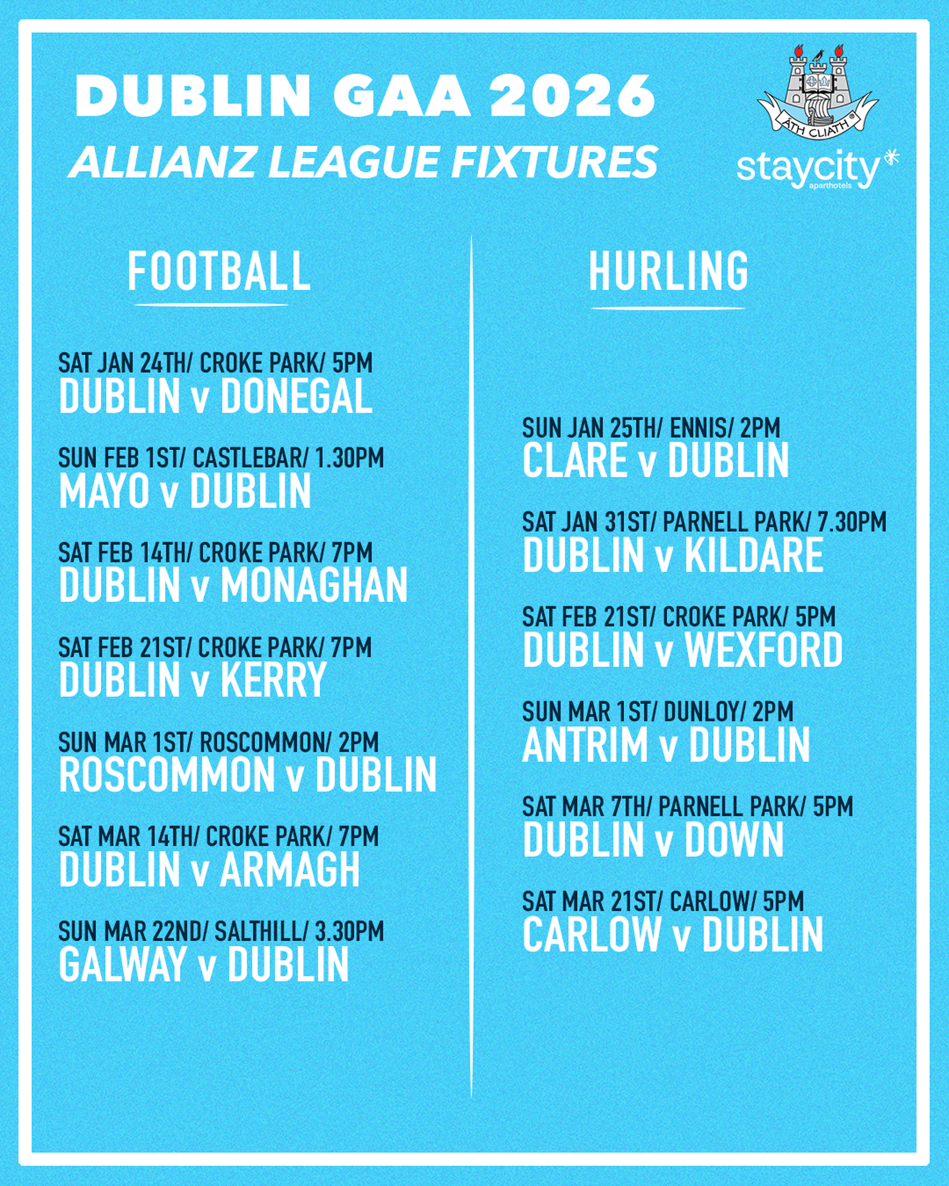 Dublin's 2026 Allianz League Fixtures Image