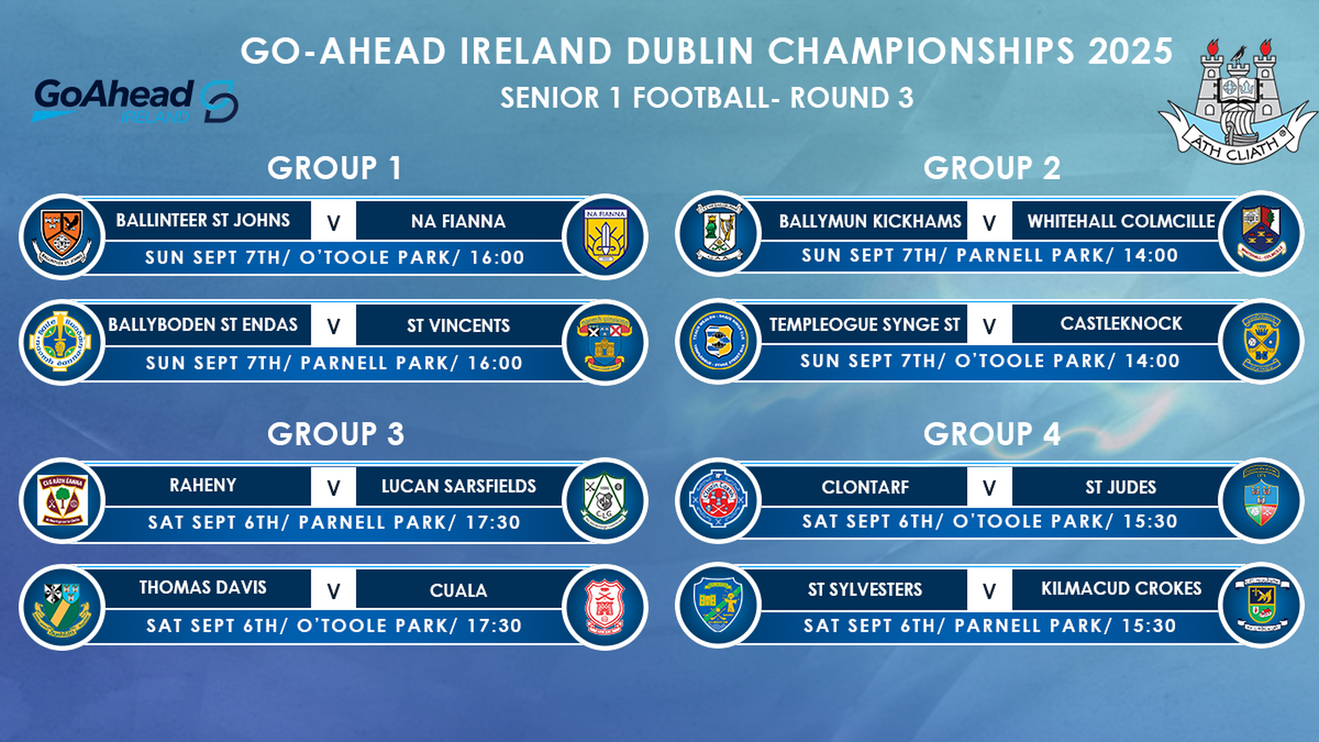 Go-Ahead Ireland SFC 1 Round 3 Fixtures Image