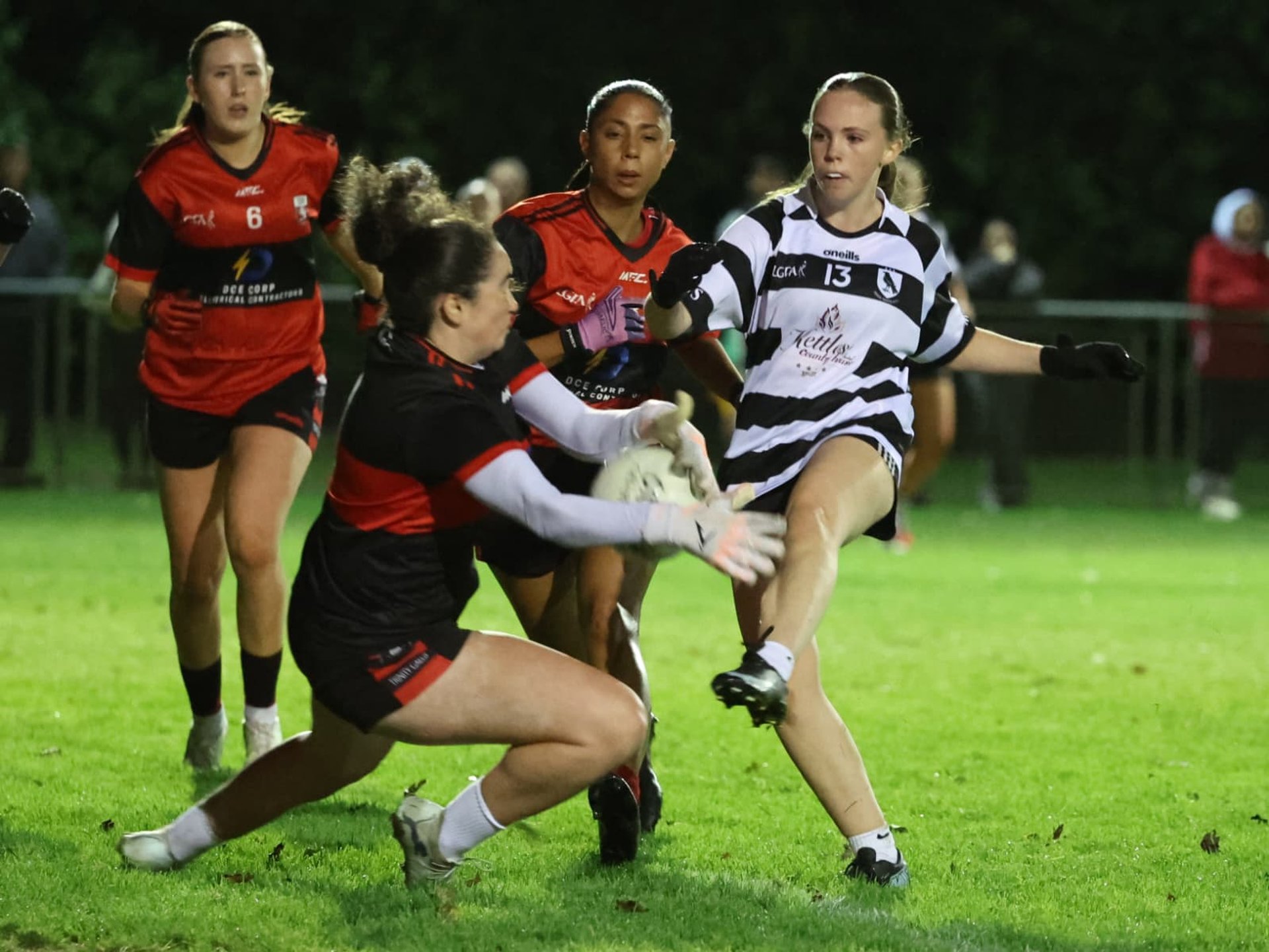 PTSB Player of the Match award winner Niamh Byrne (Trinity Gaels) in action versus Fingal Ravens during the PTSB Junior E Championship final, Sept 30th. Image credit Maurice Grehan.  Image