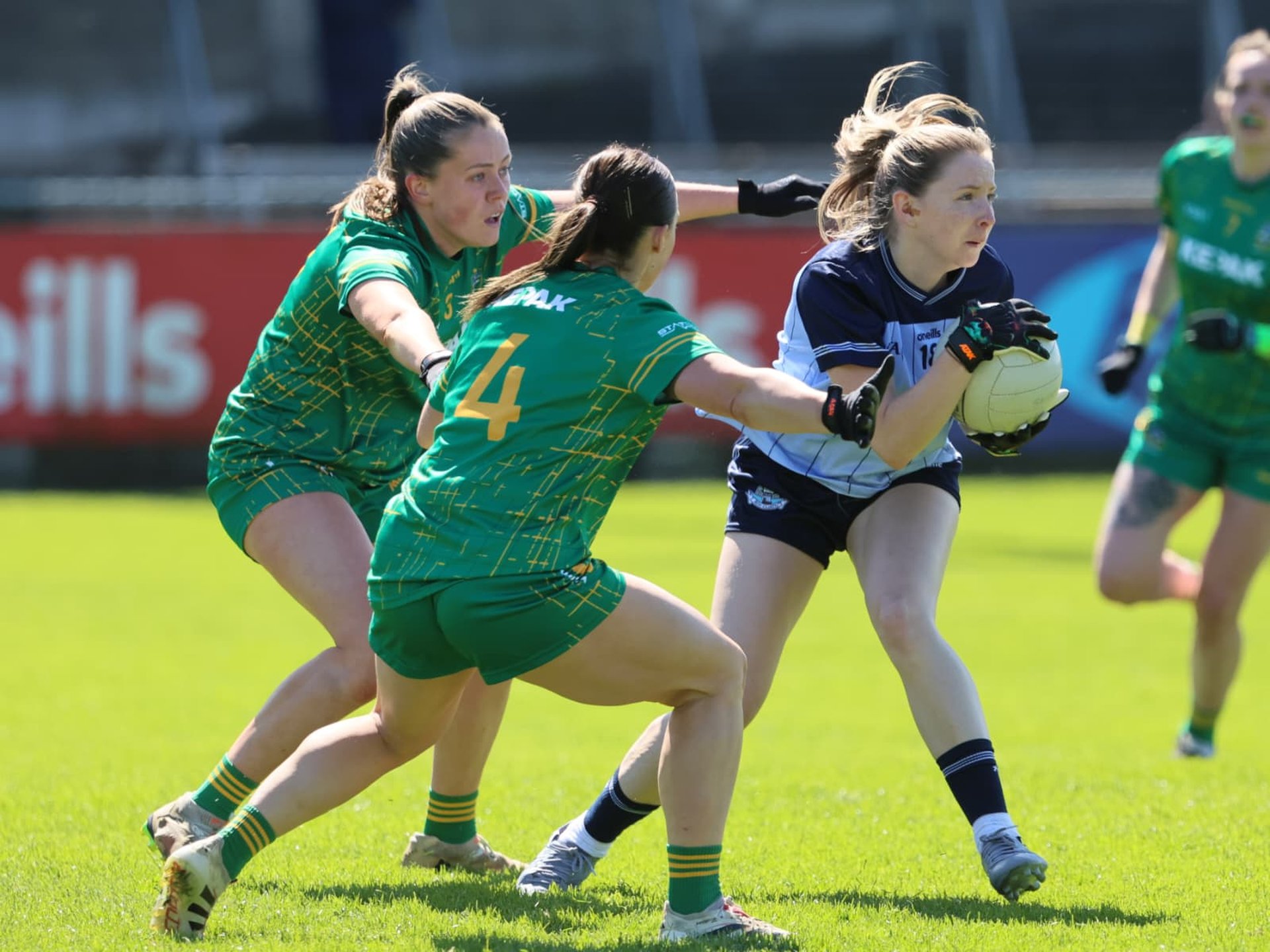 Caoimhe O'Connor (Clontarf) in action for Dublin vs Meath in the TG4 Leinster SFC Round 3 clashed played at Parnell Park on Sunday May 10th. Image credit Maurice Grehan.  Image