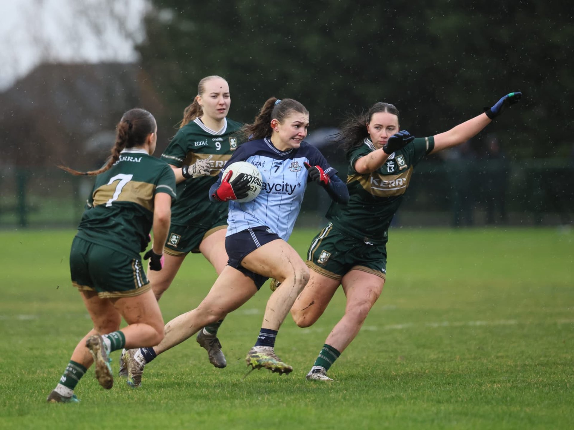 Ellen Gribben (St Brigids) in action vs Kerry during her sides LIDL NFL Div 1 clash at Páirc JYSK, Clondalkin. Image Credit Maurice Grehan. Image