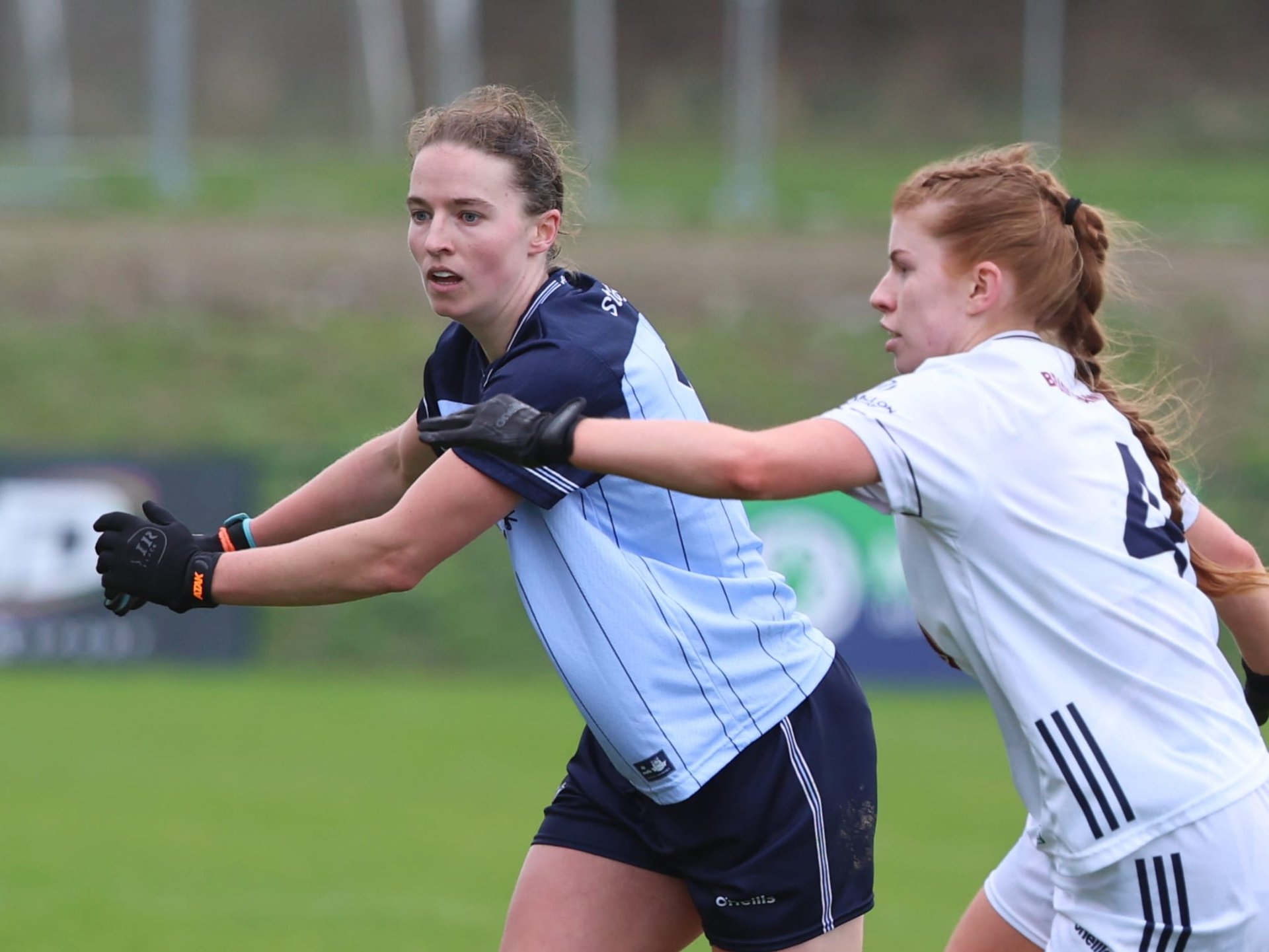 Team captain Orlagh Nolan in action last Sunday (Feb 22) versus Kildare, Rd 4 Lidl NFL. Image credit Maurice Grehan.  Image