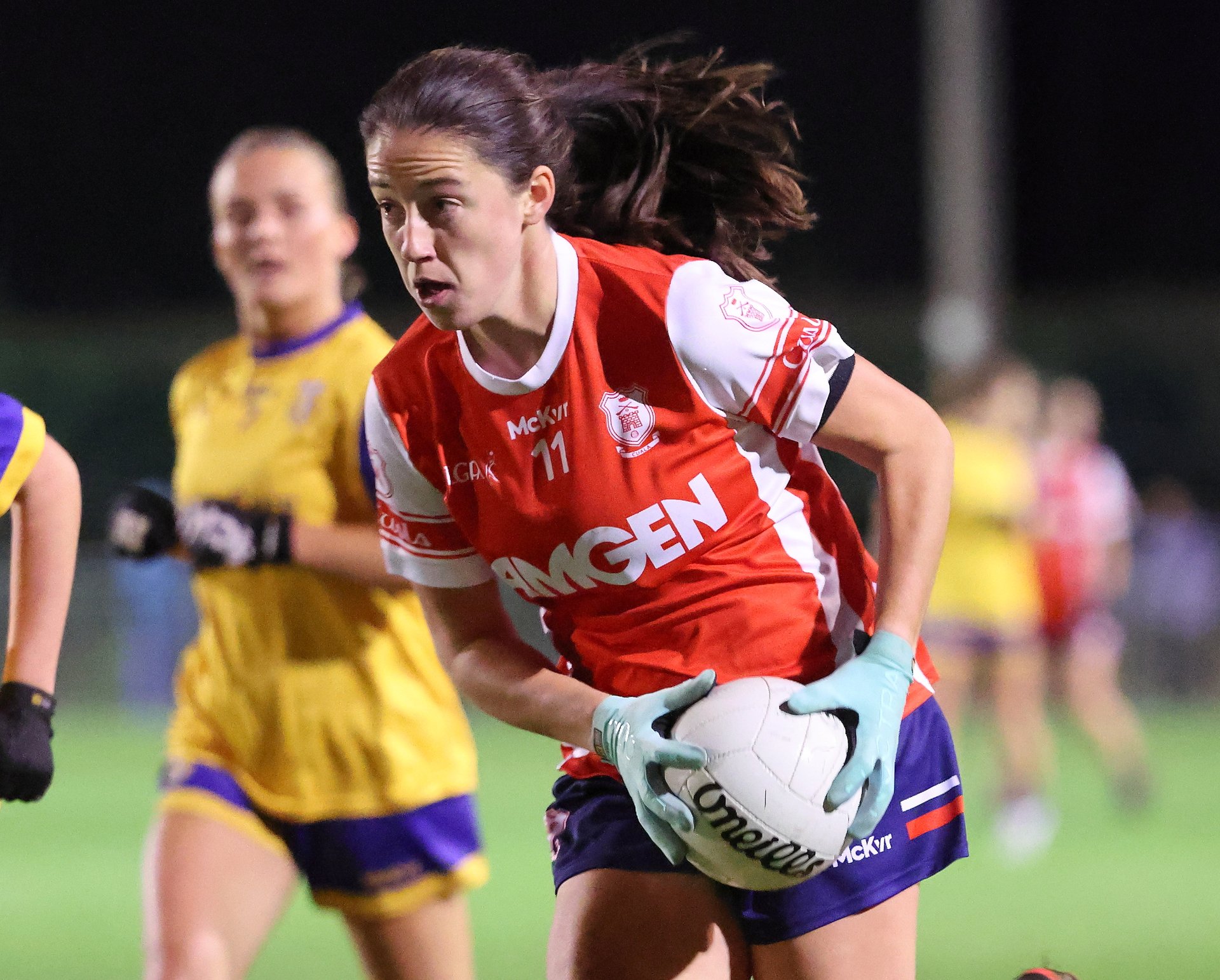 Rachel Hartnett (Cuala) in action versus Na Fianna during the PTSB Senior B club championship final, Oct 7th. Image credit Maurice Grehan.  Image