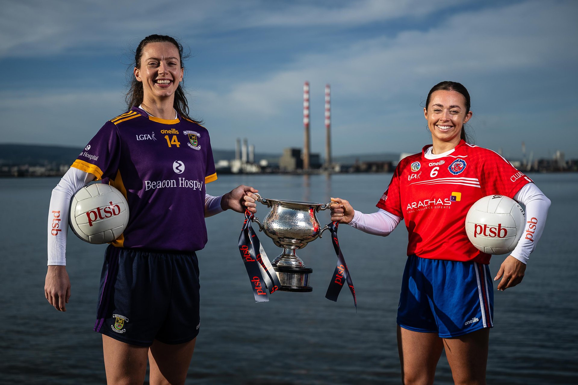 Michelle Davoren (Kilmacud Crokes) pictured alongside Kate Fitzgibbon (Clontarf) at a PTSB media event held on Monday Sept 28th at Bull Wall, Dublin. Image credit Ramsey Cardy.  Image