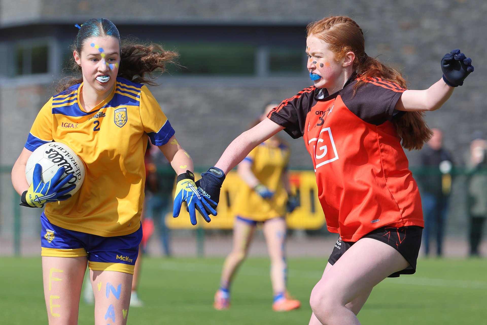 Action from the Dublin Féile Div 2 Final between Na Fianna and Ballinteer St Johns played at the GAA NDC Abbotstown, April 12th.  Image