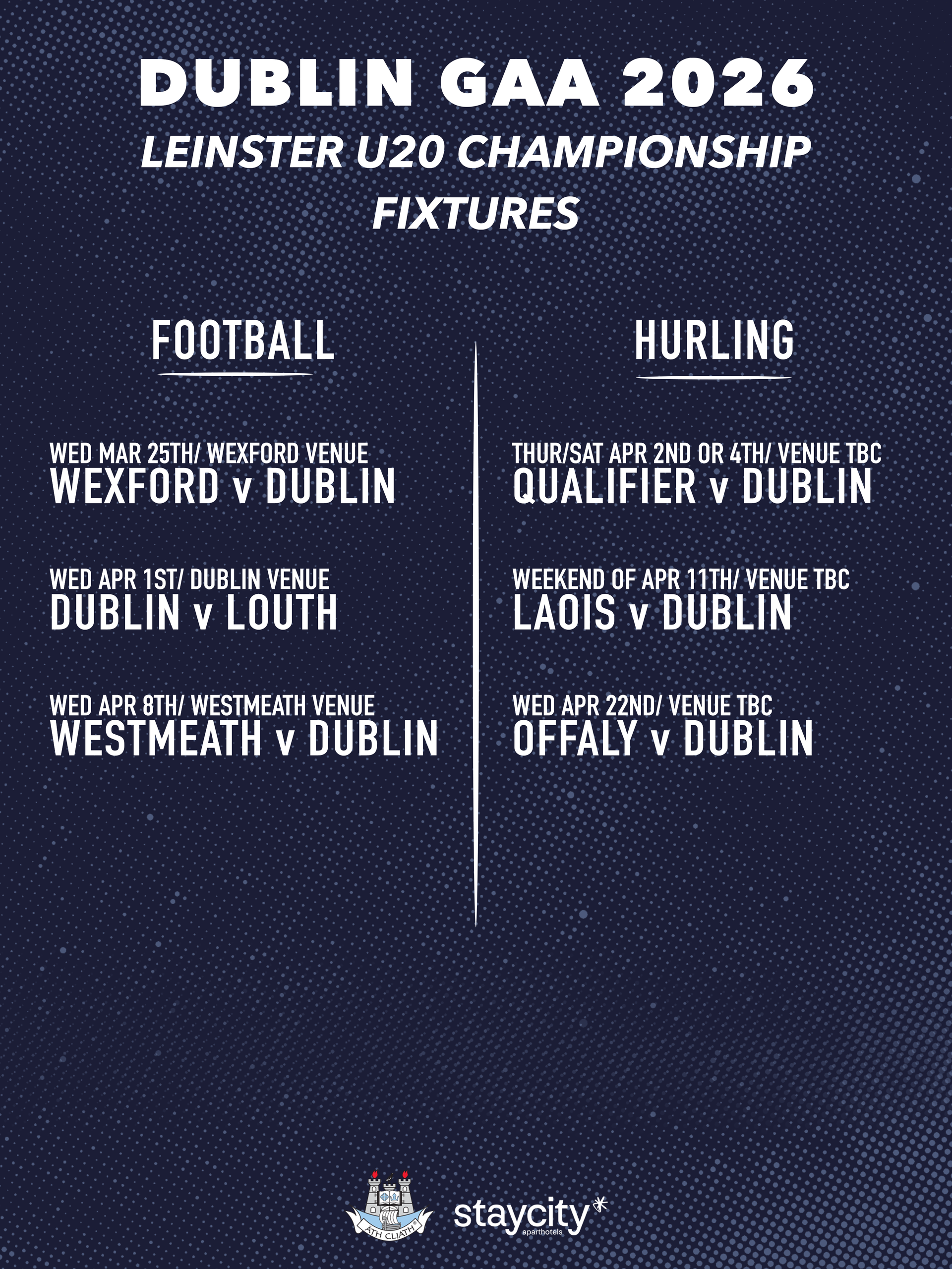 Leinster U20 Football & Hurling fixtures Image