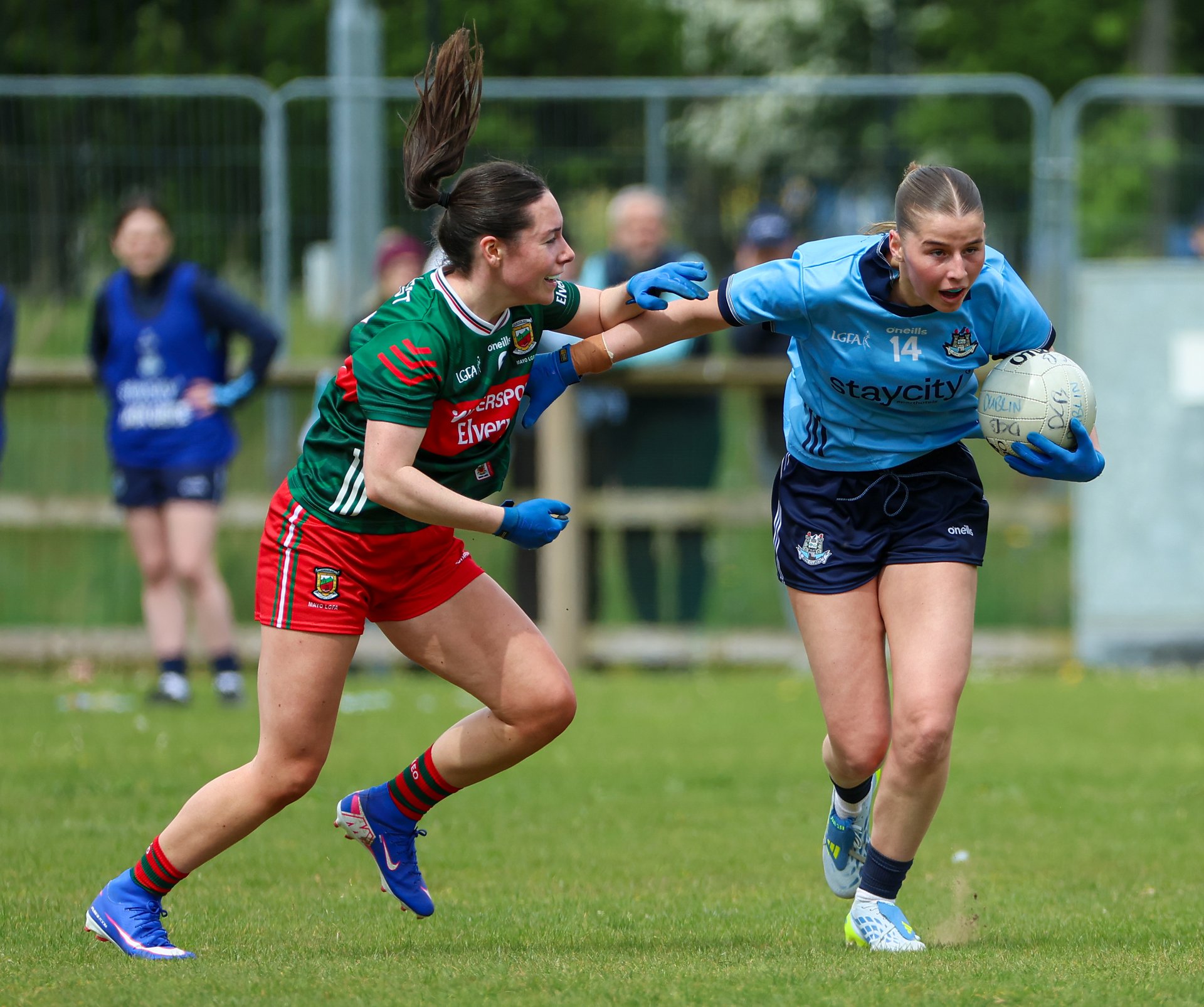 Emma Fogarty (Dublin) in action during the U20 championship Rd 1 encounter versus Mayo. Image Credit Matthew Burke Image
