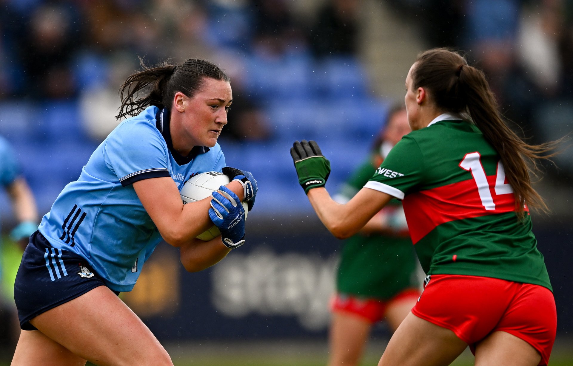 Dublin's Niamh Hetherton in action vs Mayo during their last competitive meeting which took place in the NFL back in 2024. Image credit Maurice Grehan.  Image
