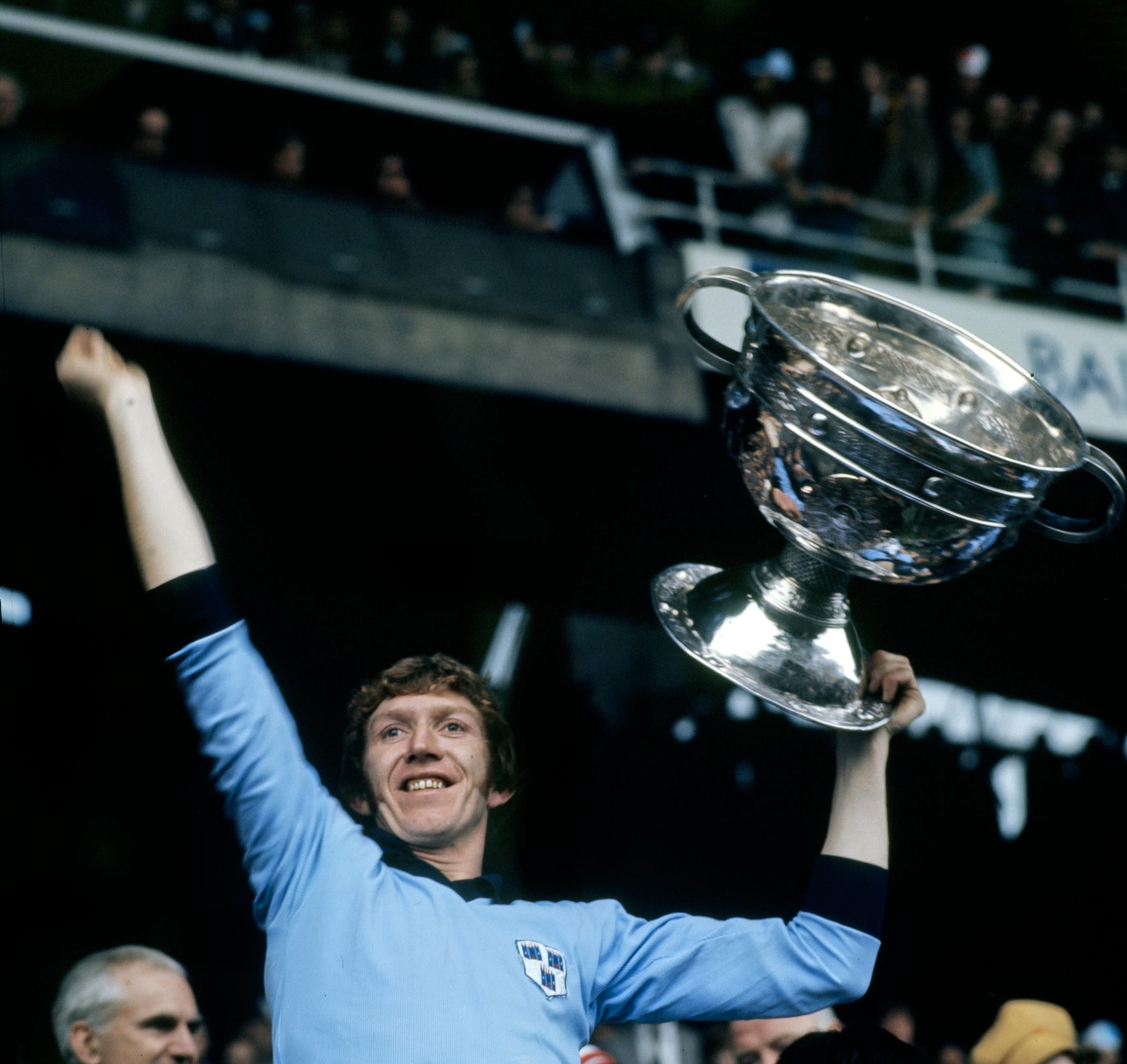 Captain Seán Doherty lifting Sam Maguire after 1974 All-Ireland win Image