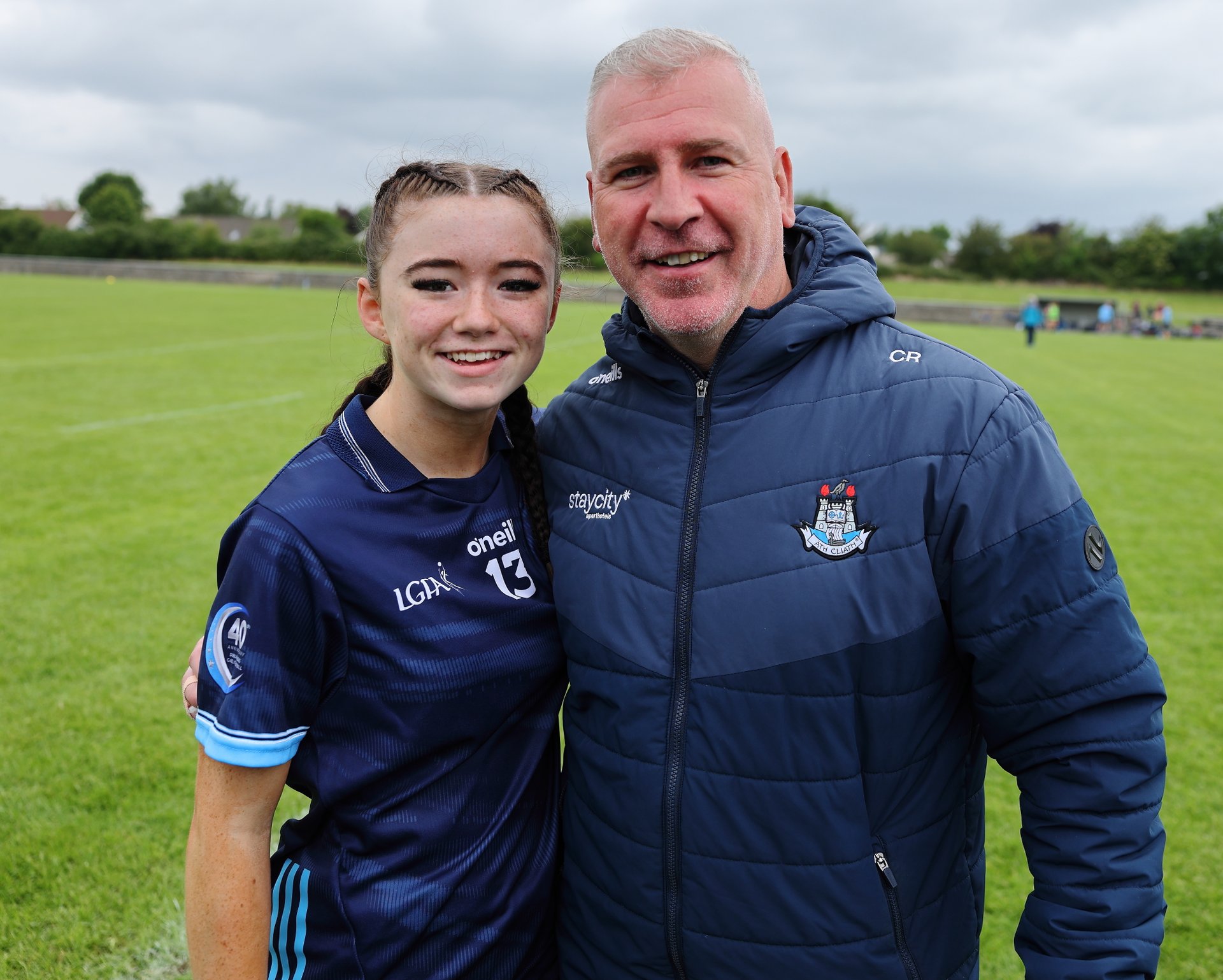 Conor Ryan (Castleknock) pictured alongside Heidi McDonnell (St Vincents) following Dublin's All Ireland Gold victory over Kerry. 8th June 2025. Credit Maurice Grehan Image
