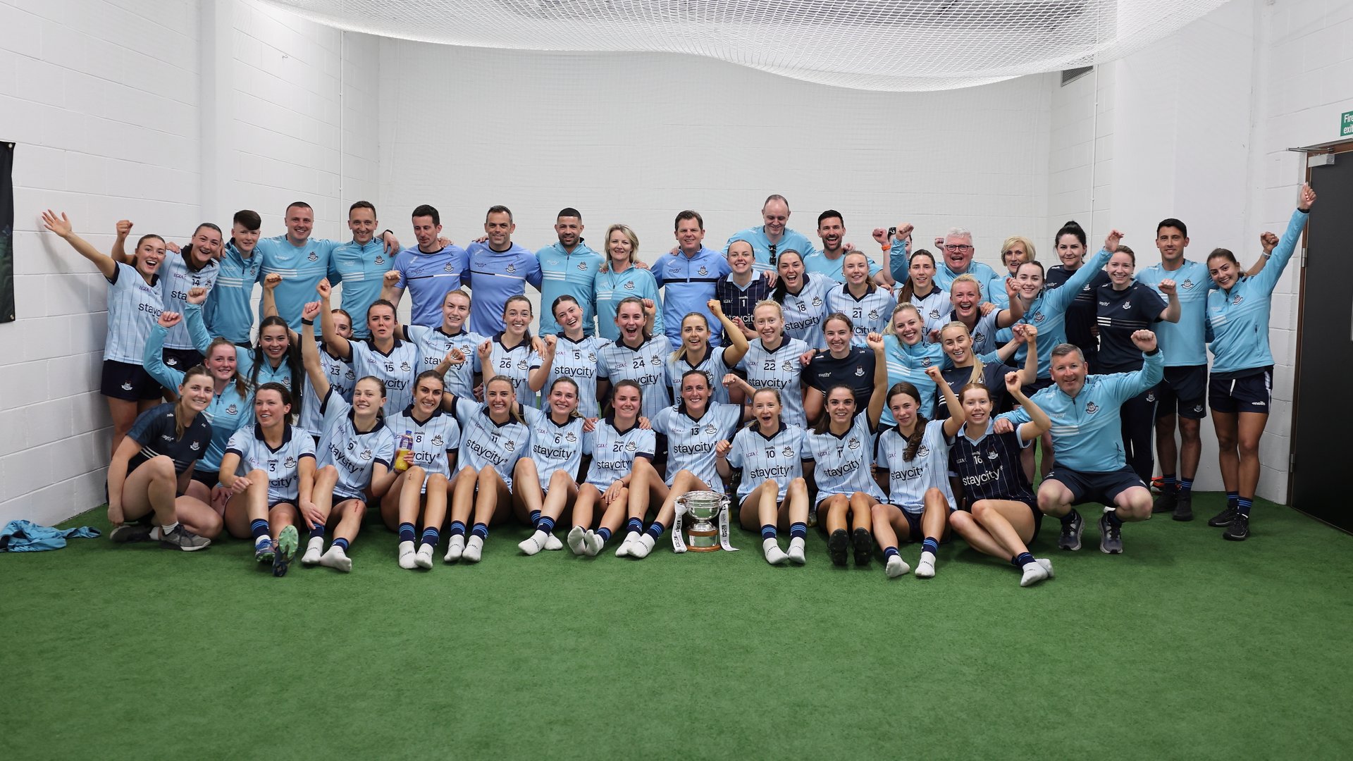 Dublin Senior squad celebrate their Leinster Final victory over Meath. Credit Maurice Grehan. Image