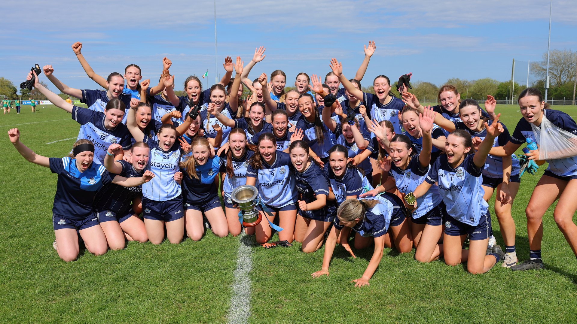 Dublin Minors celebrate their victory over Meath in the Leinster Final. Credit Maurice Grehan.  Image